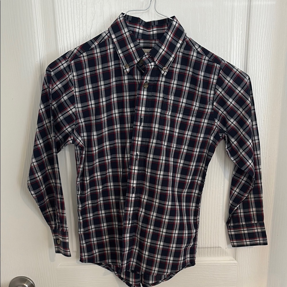 Classic Kids Plaid Button Down Shirt - Navy, Red, White